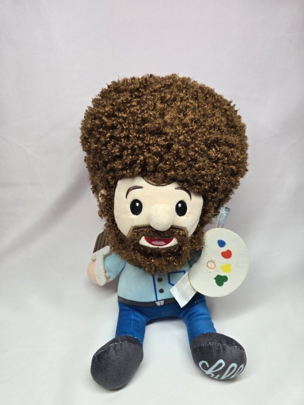Fiesta Toys Bob Ross Plush Toy w/ Paint & Brush Soft Stuffed 11 Inches